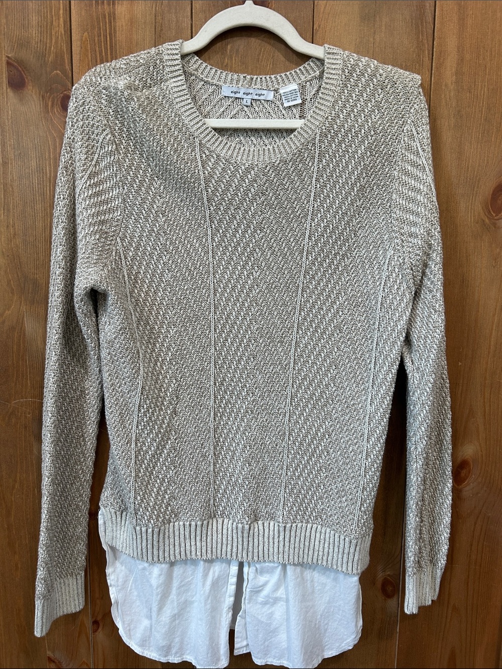 Lightweight Cream Knit Layered Sweater -